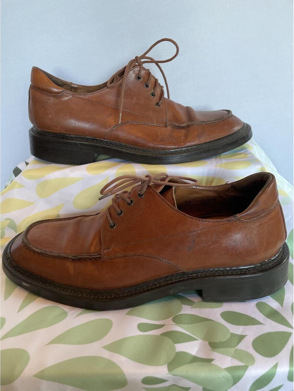 Johnston & Murphy Men's Brown Italian Leather Oxford US 11 Square Toe